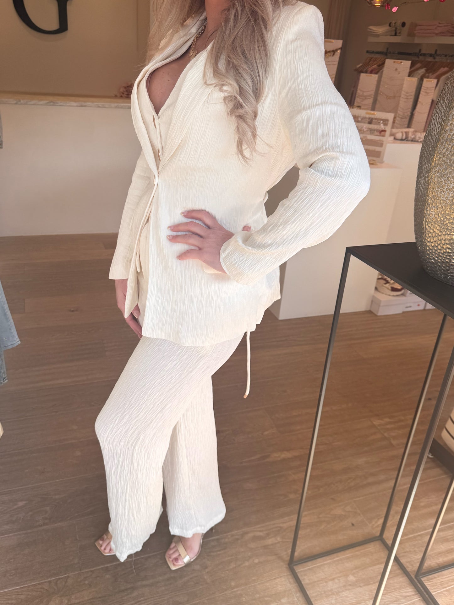Blazer plissé off white