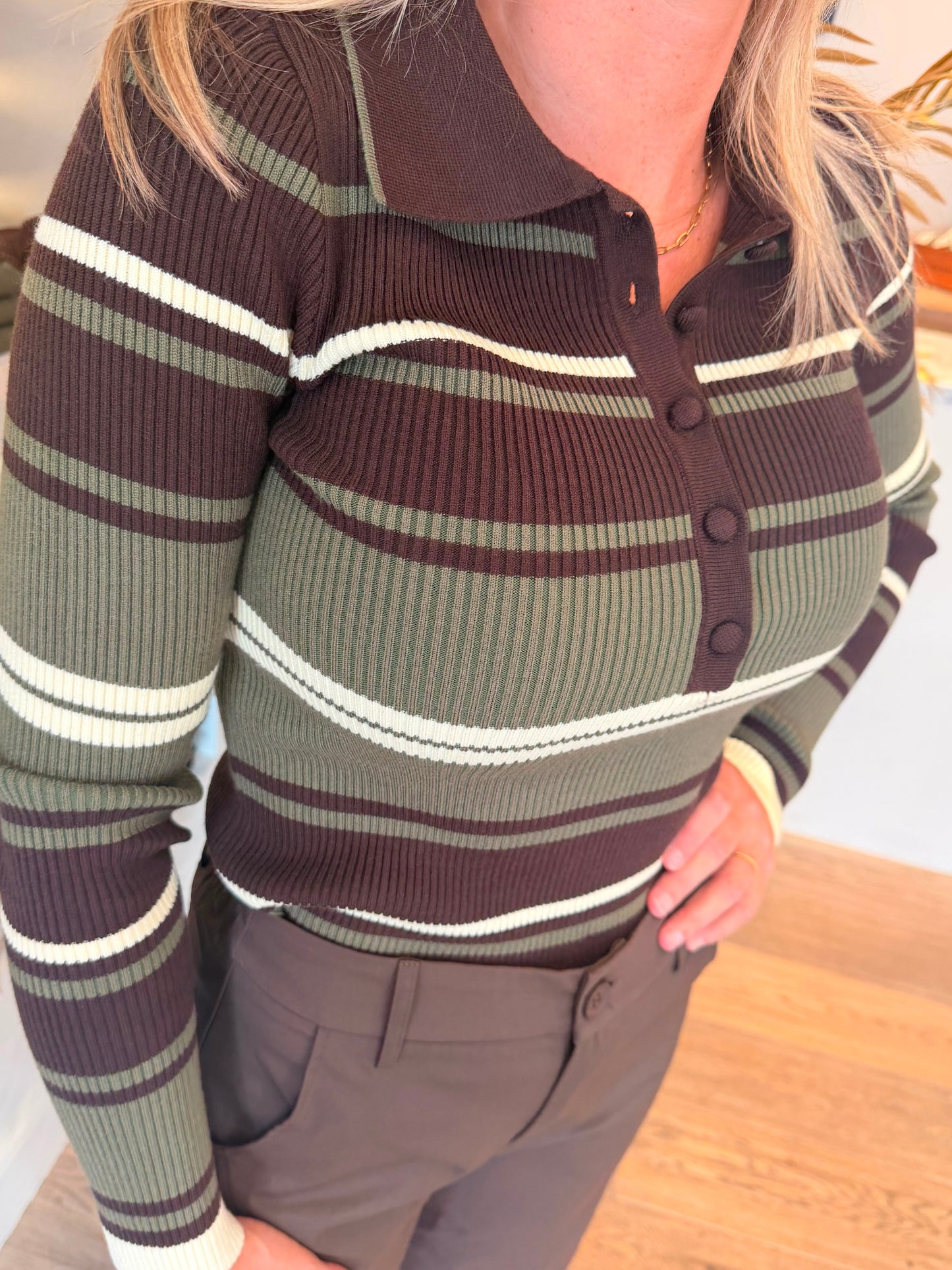 Mocha Stripe Polo