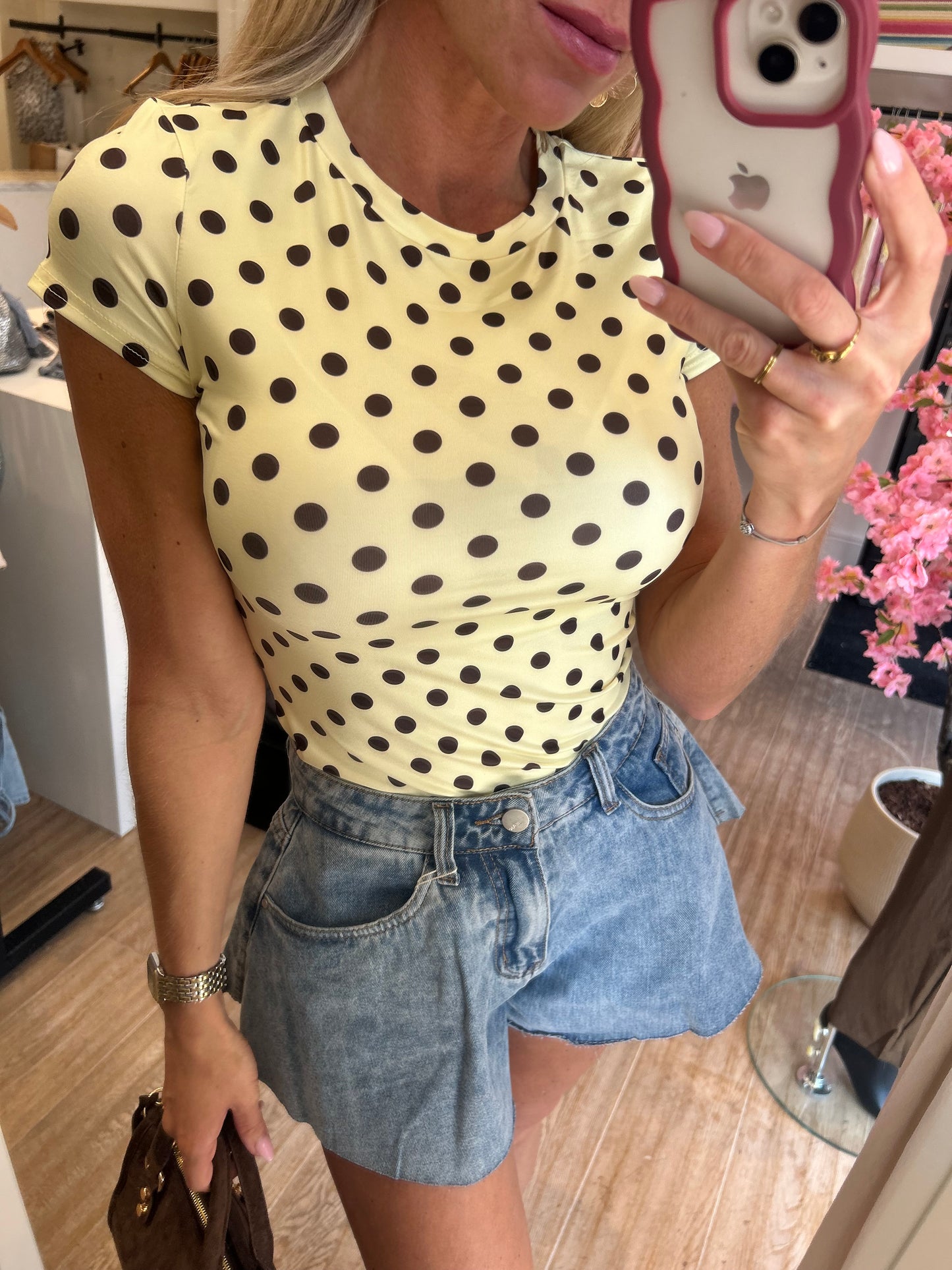 Polka dots Tshirt stretch
