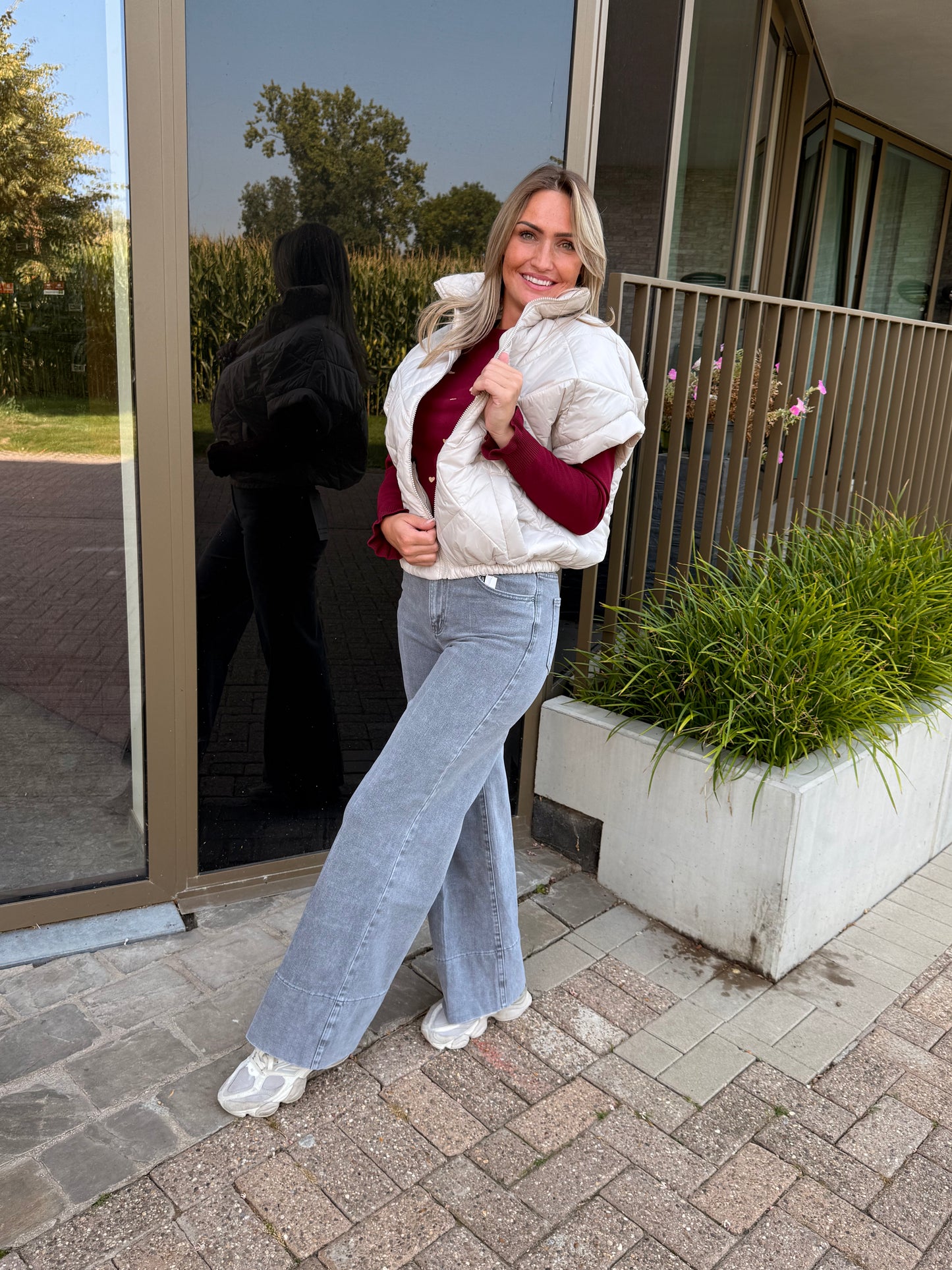 Grey jeans wide fit