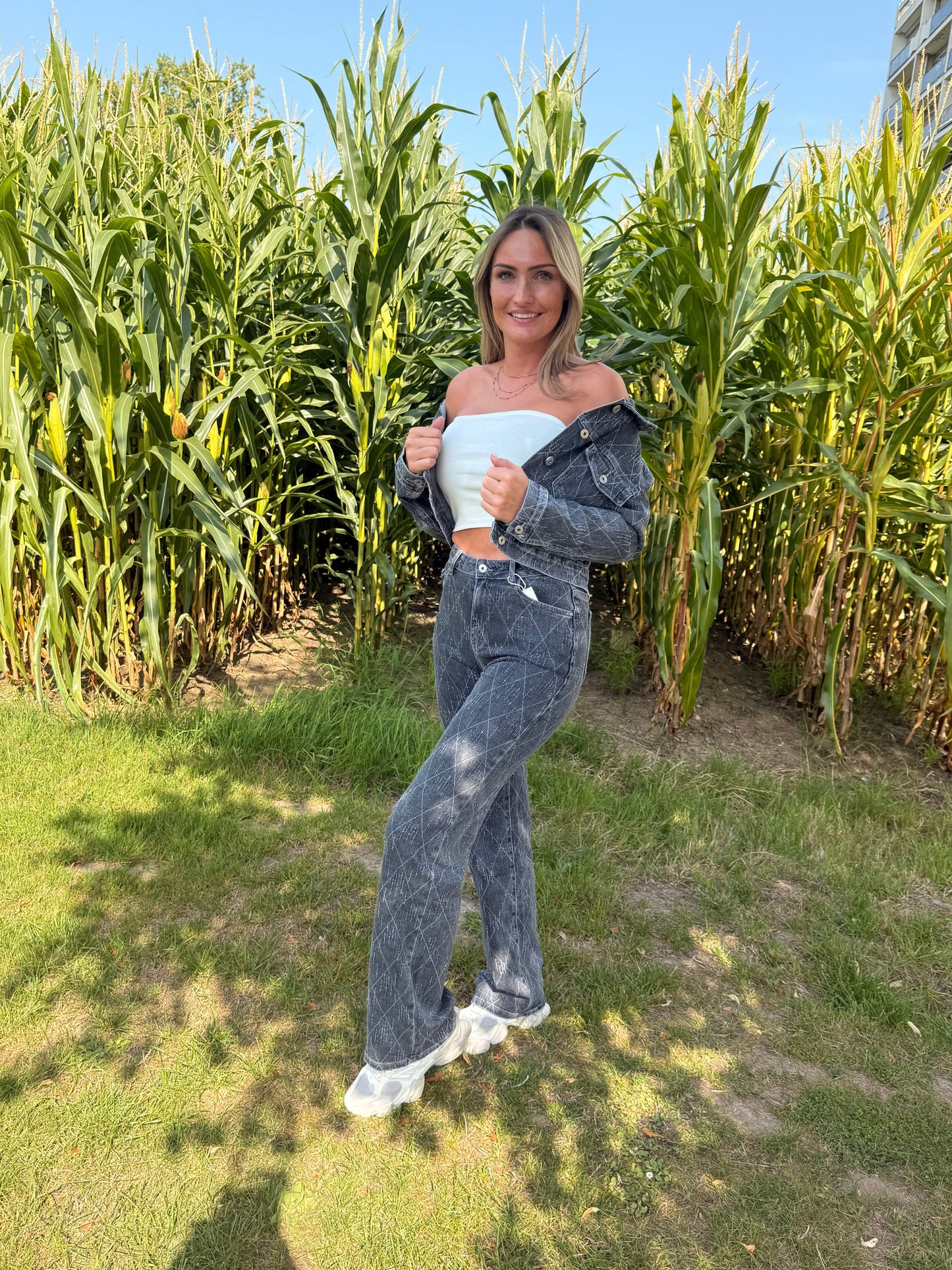 Jeans broek donker grijs