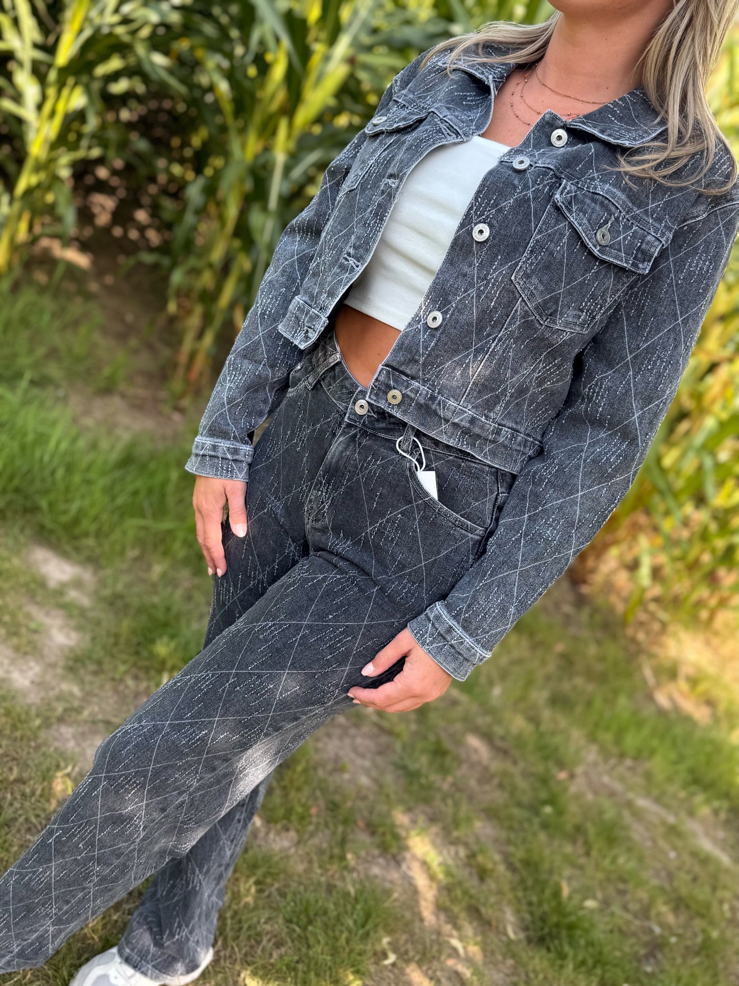 Jeans broek donker grijs
