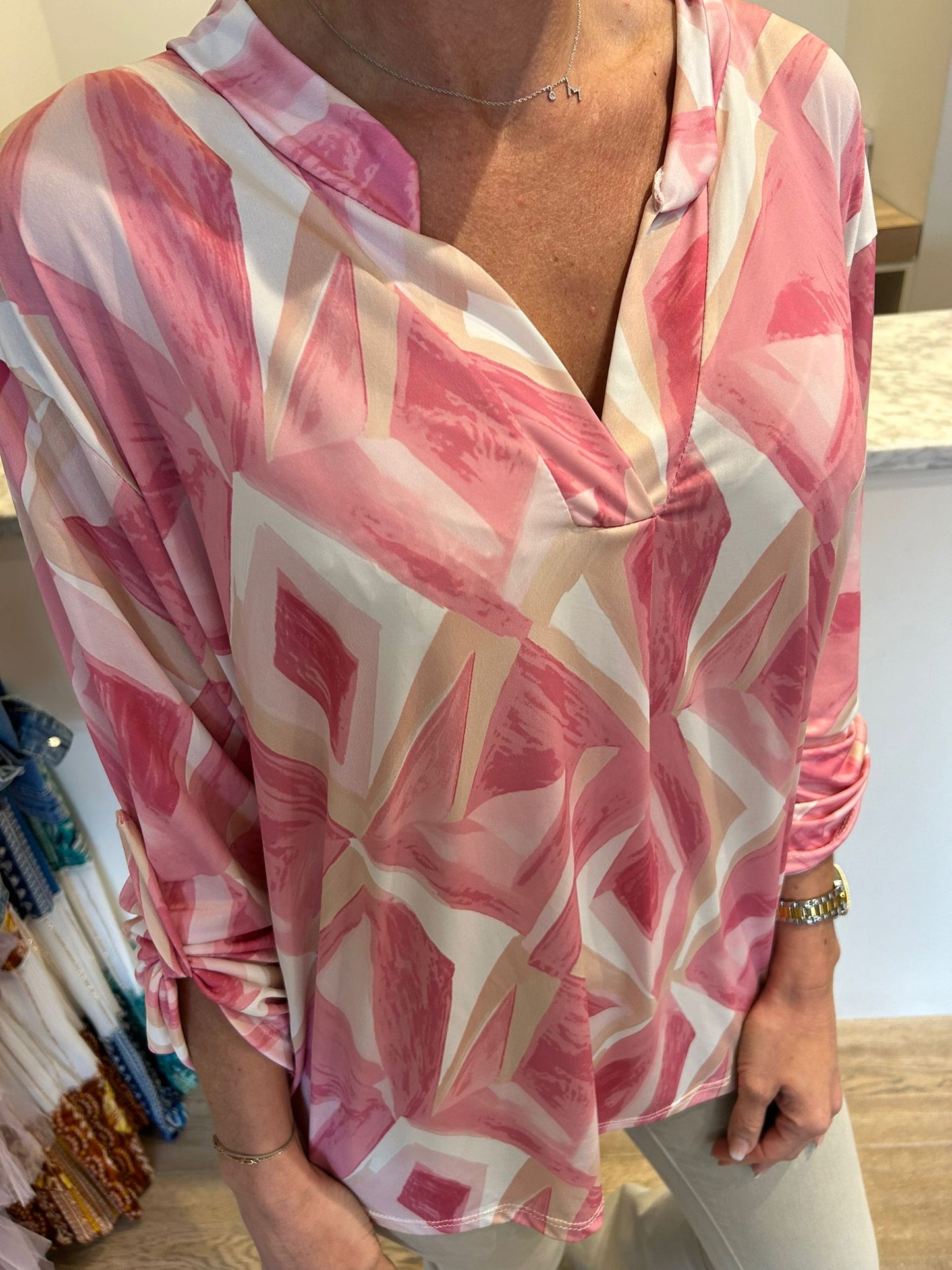 Travelstof loss fit roze