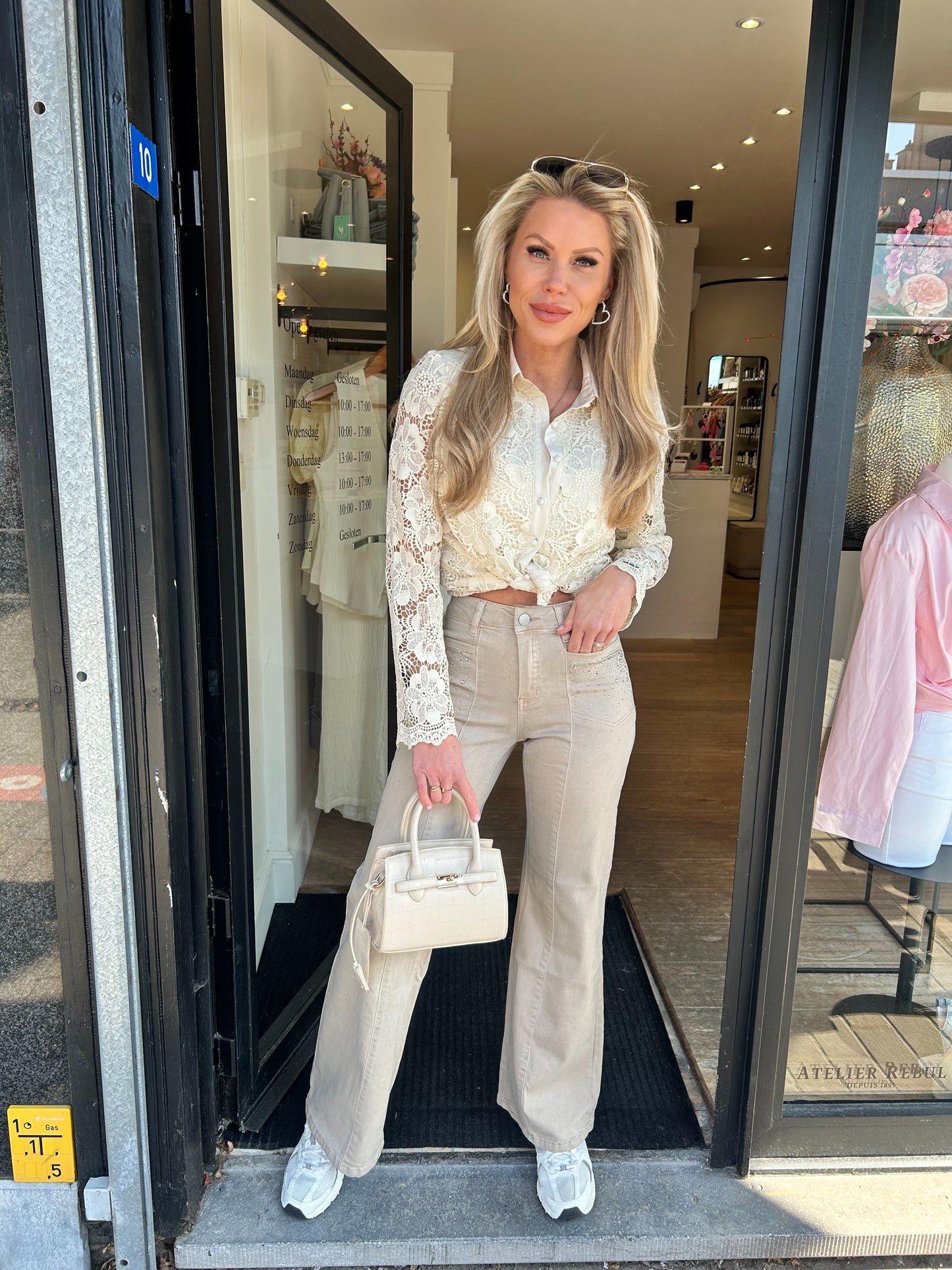 Toxik jeans beige strass