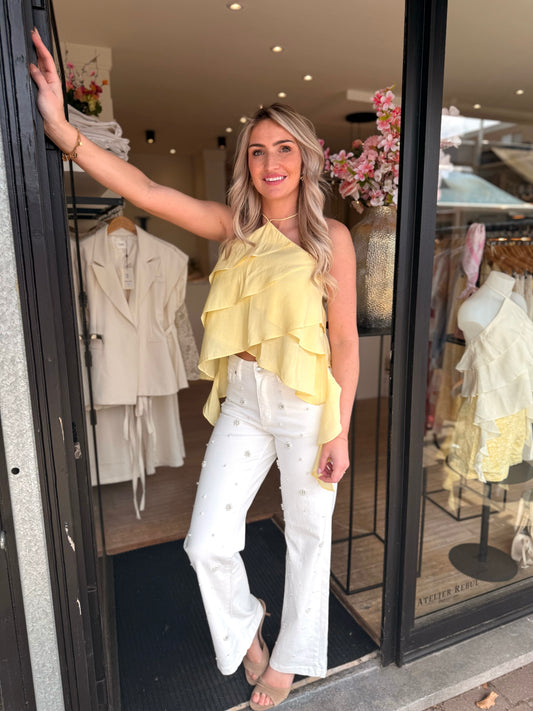 Jeans met parelapplicaties