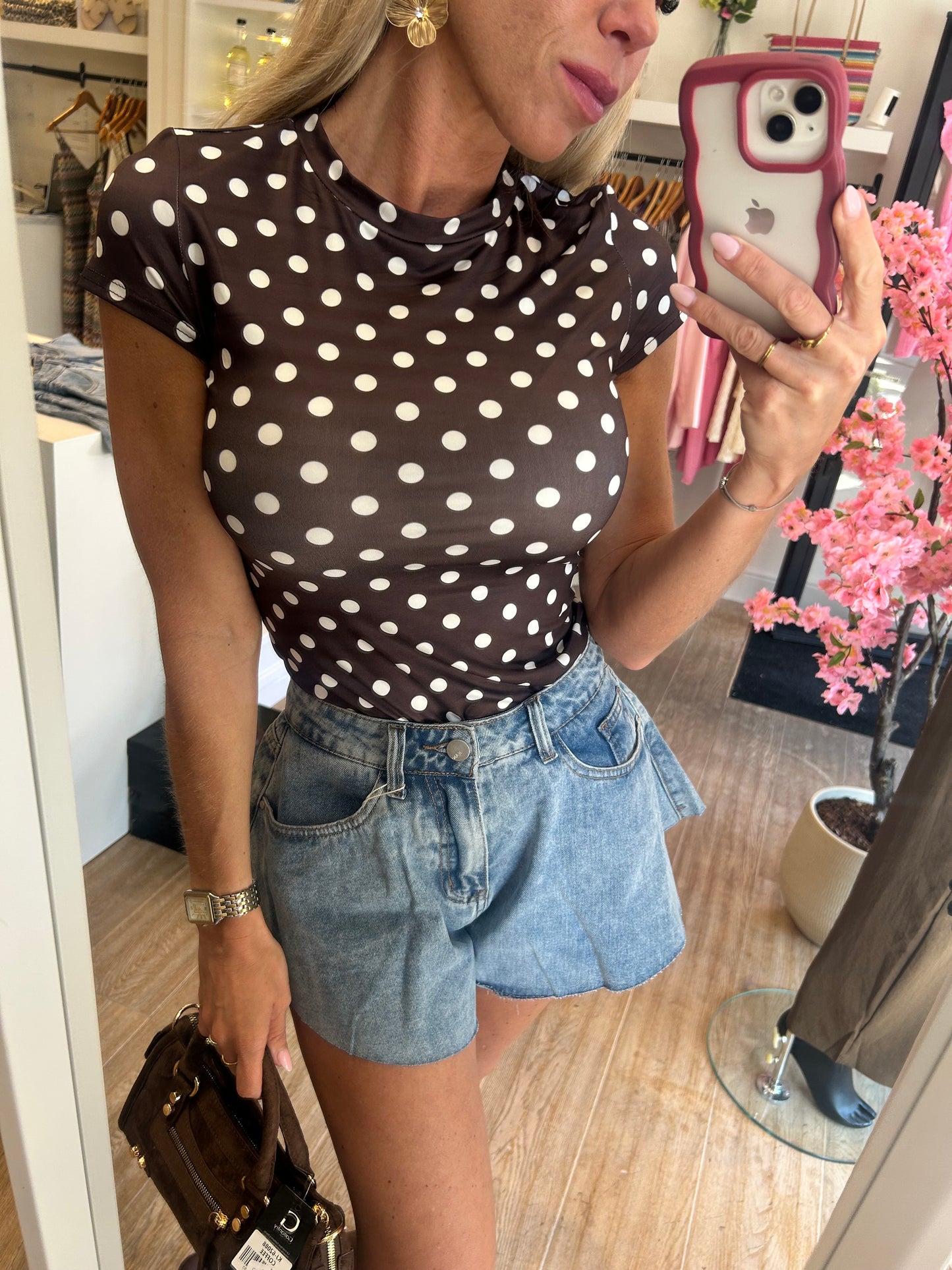 Polka dots Tshirt stretch