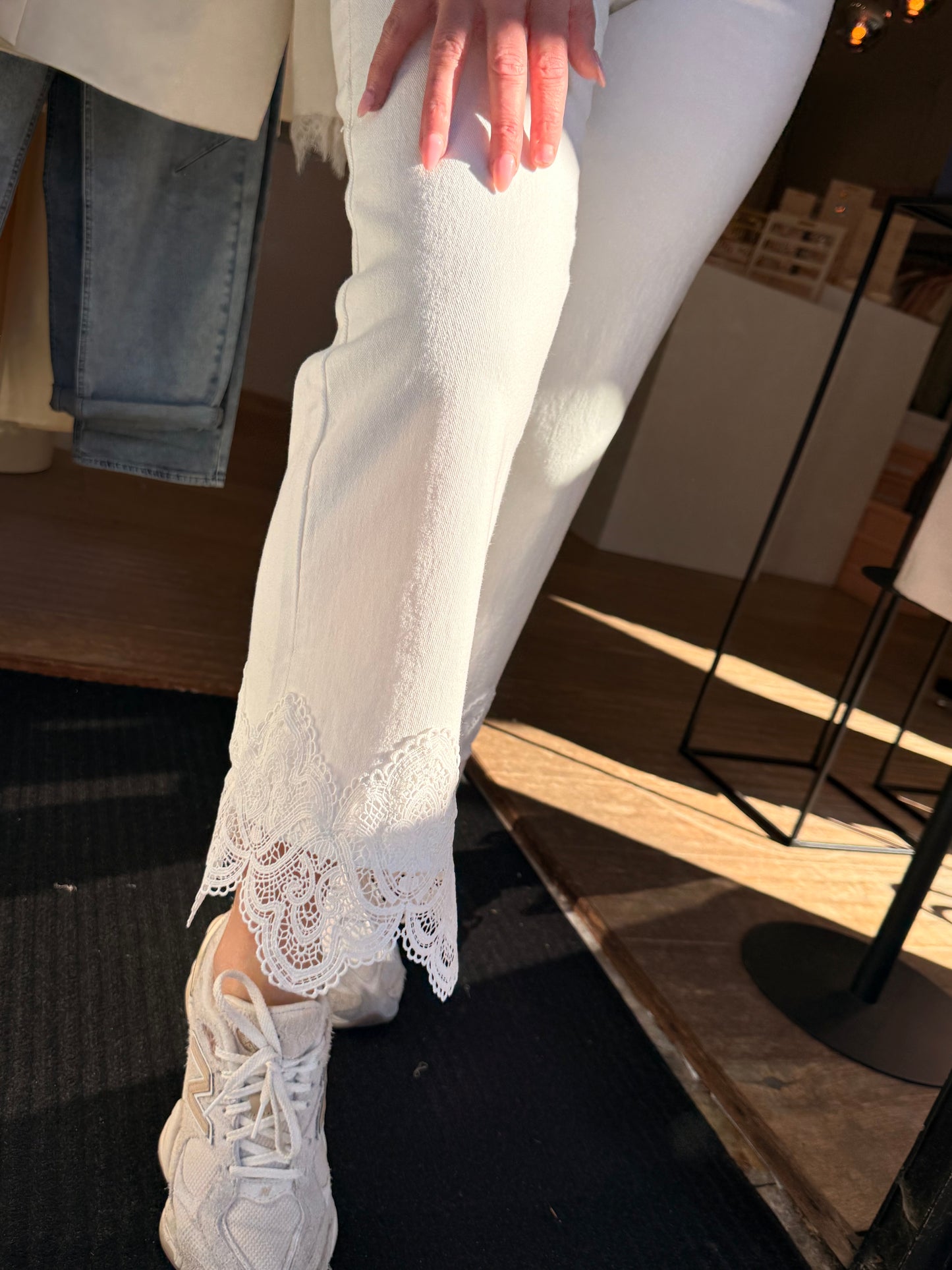 White lace jeans