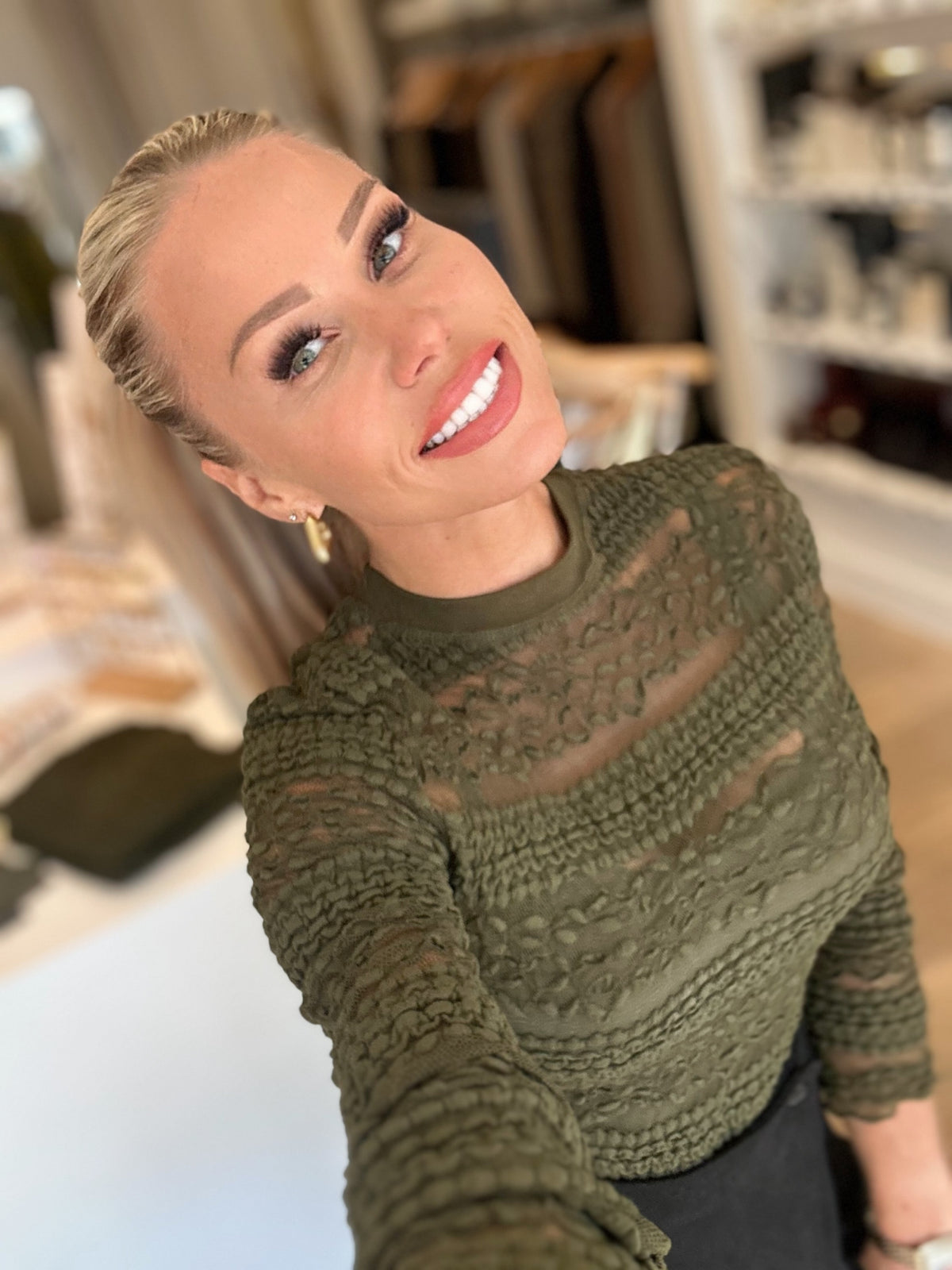 Olive Lace Top