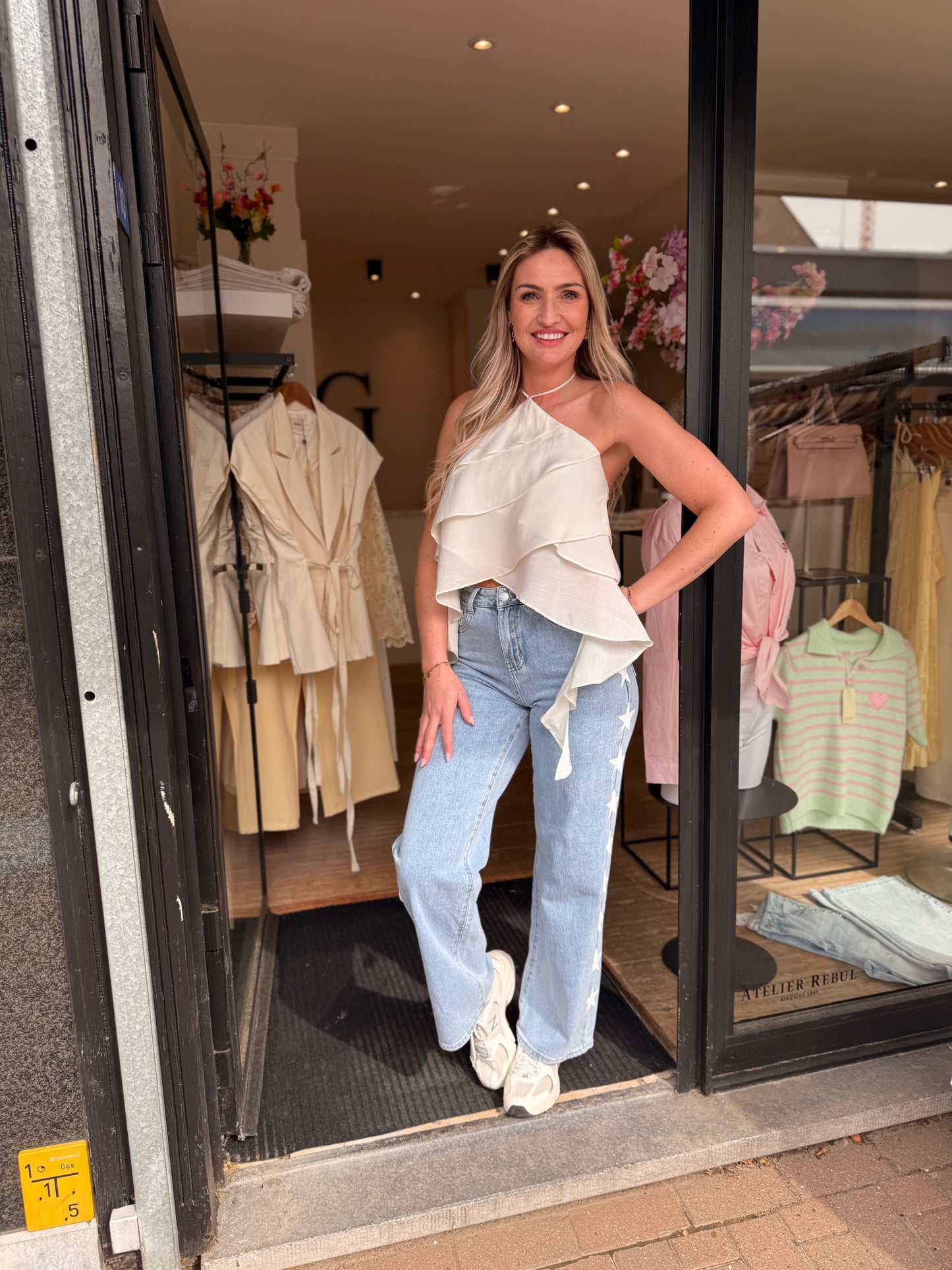 Ruffle top off white