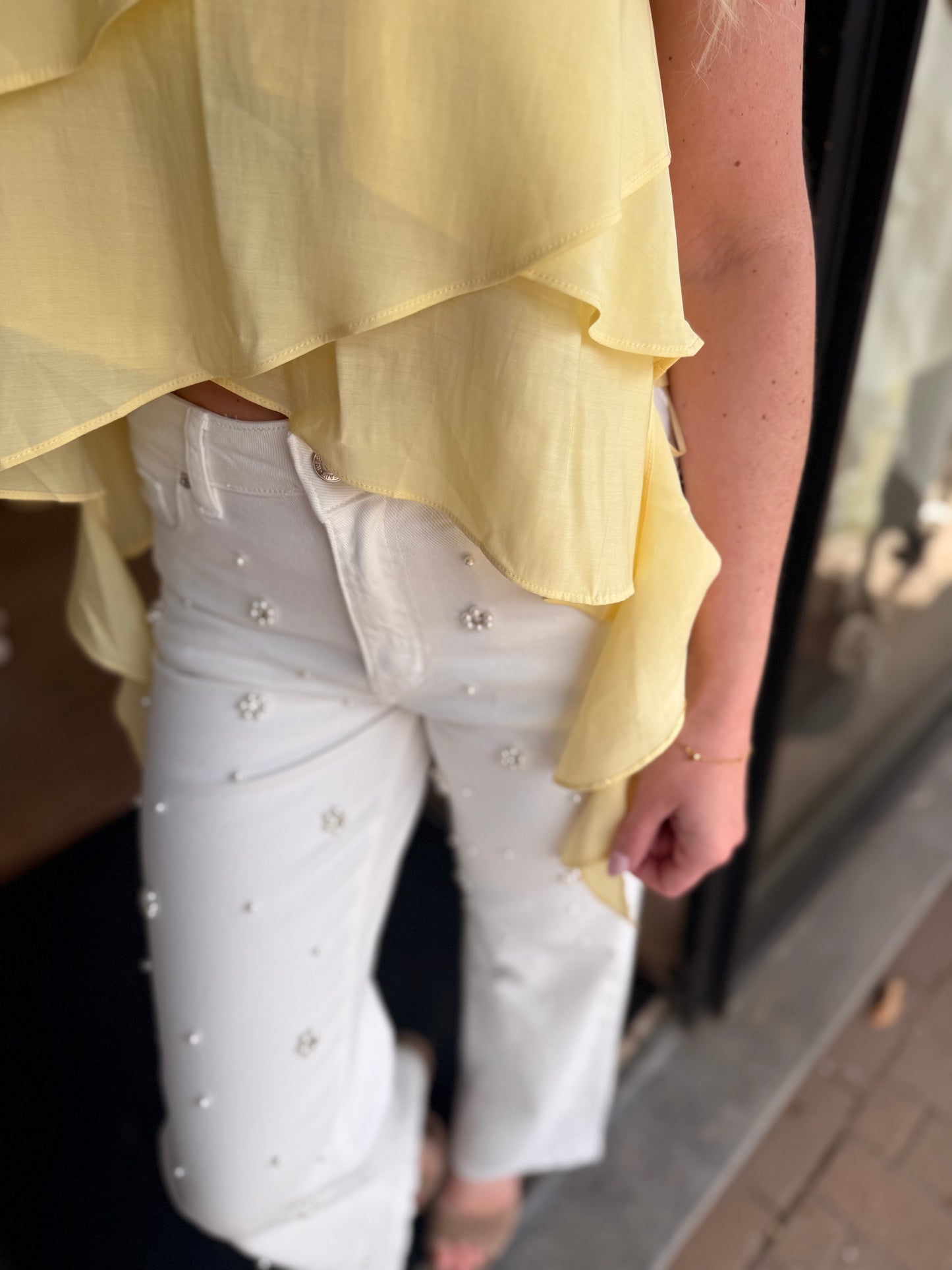 Jeans met parelapplicaties