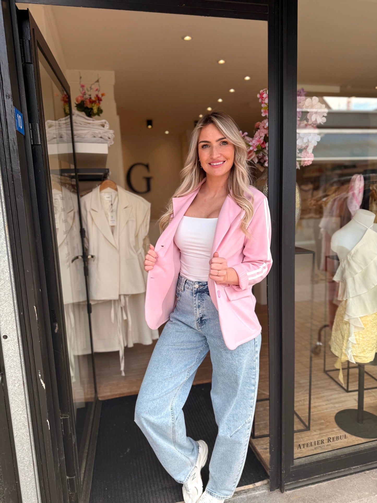 blazer met streepdetail op mouwen