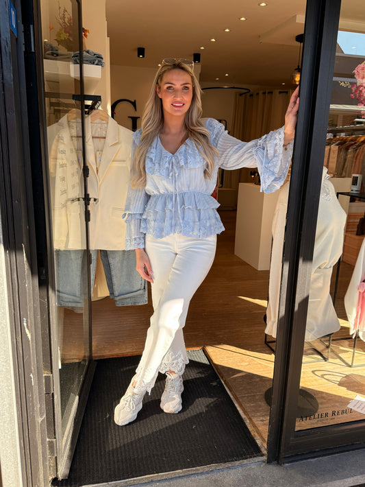 White lace jeans