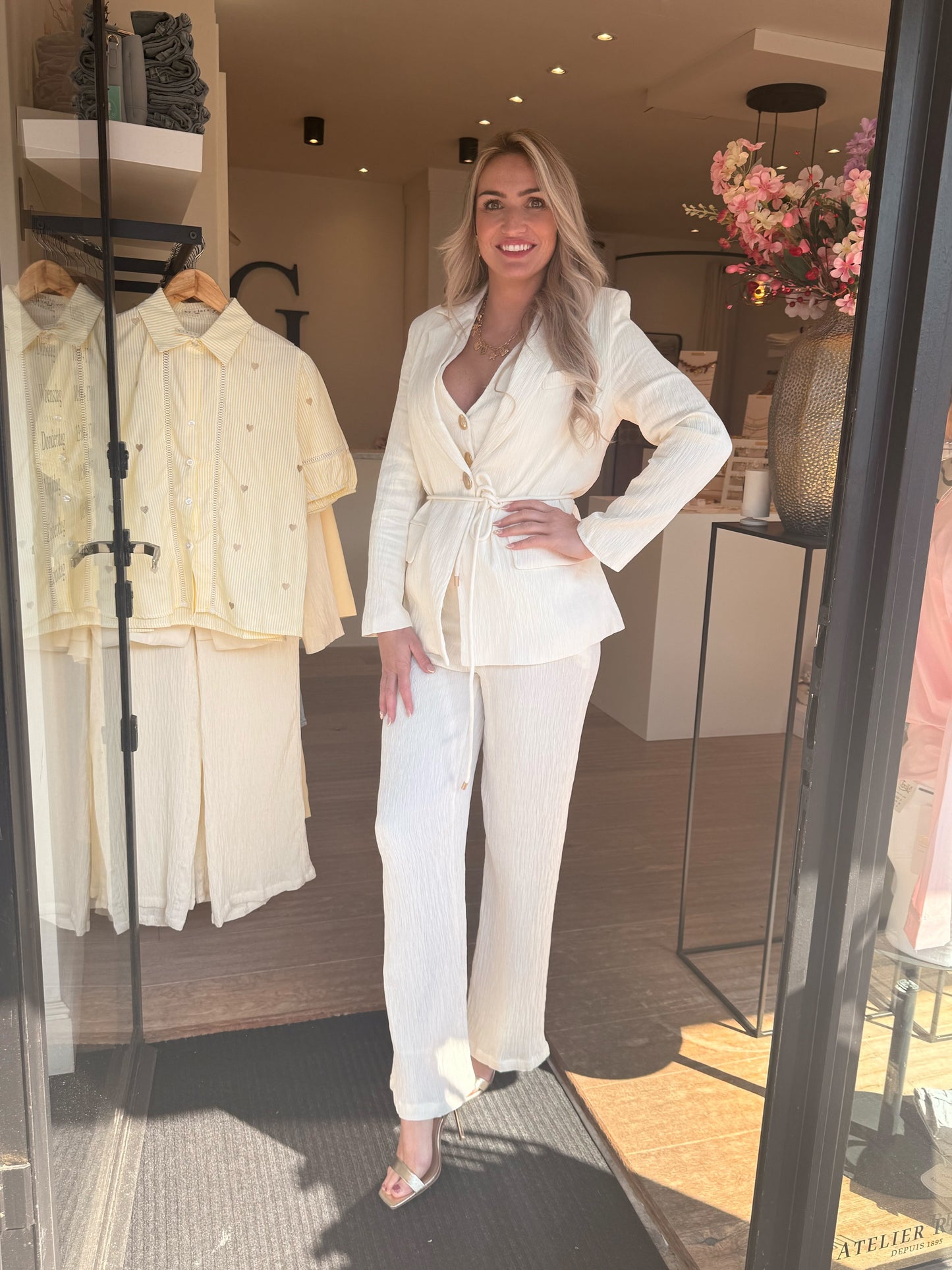 Blazer plissé off white