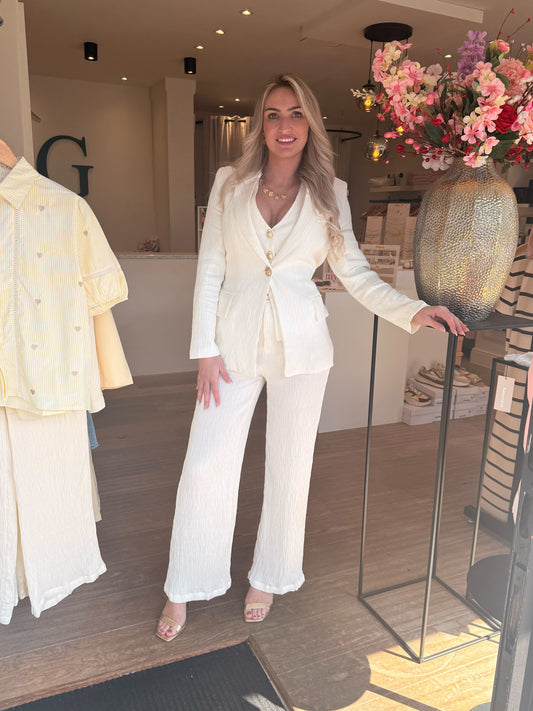 Blazer plissé off white