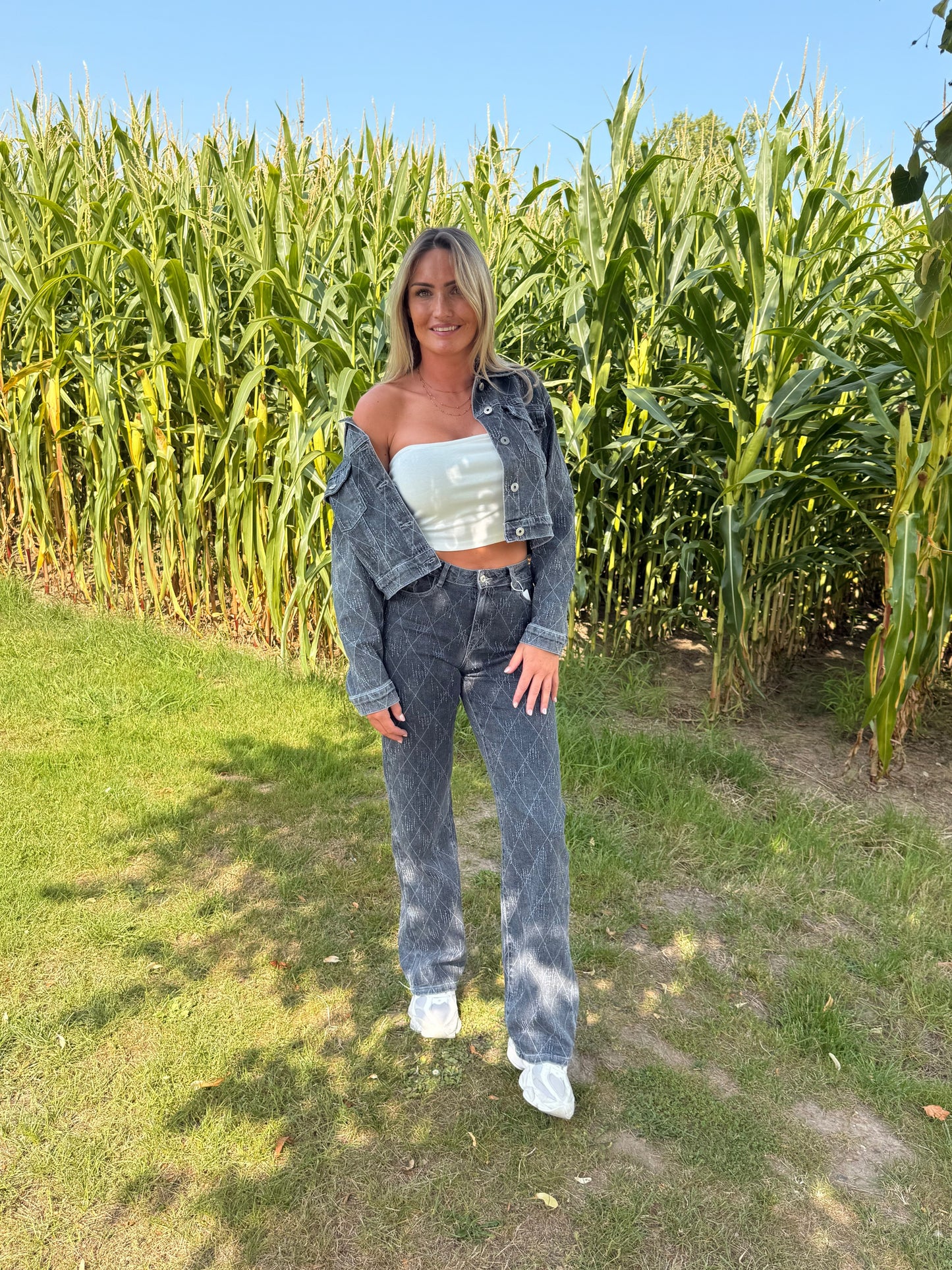 Jeans broek donker grijs
