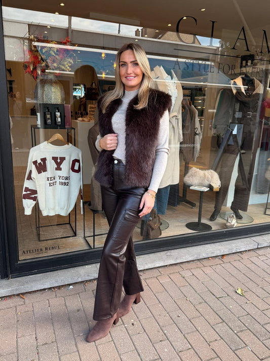 fake fur bodywarmer Brown