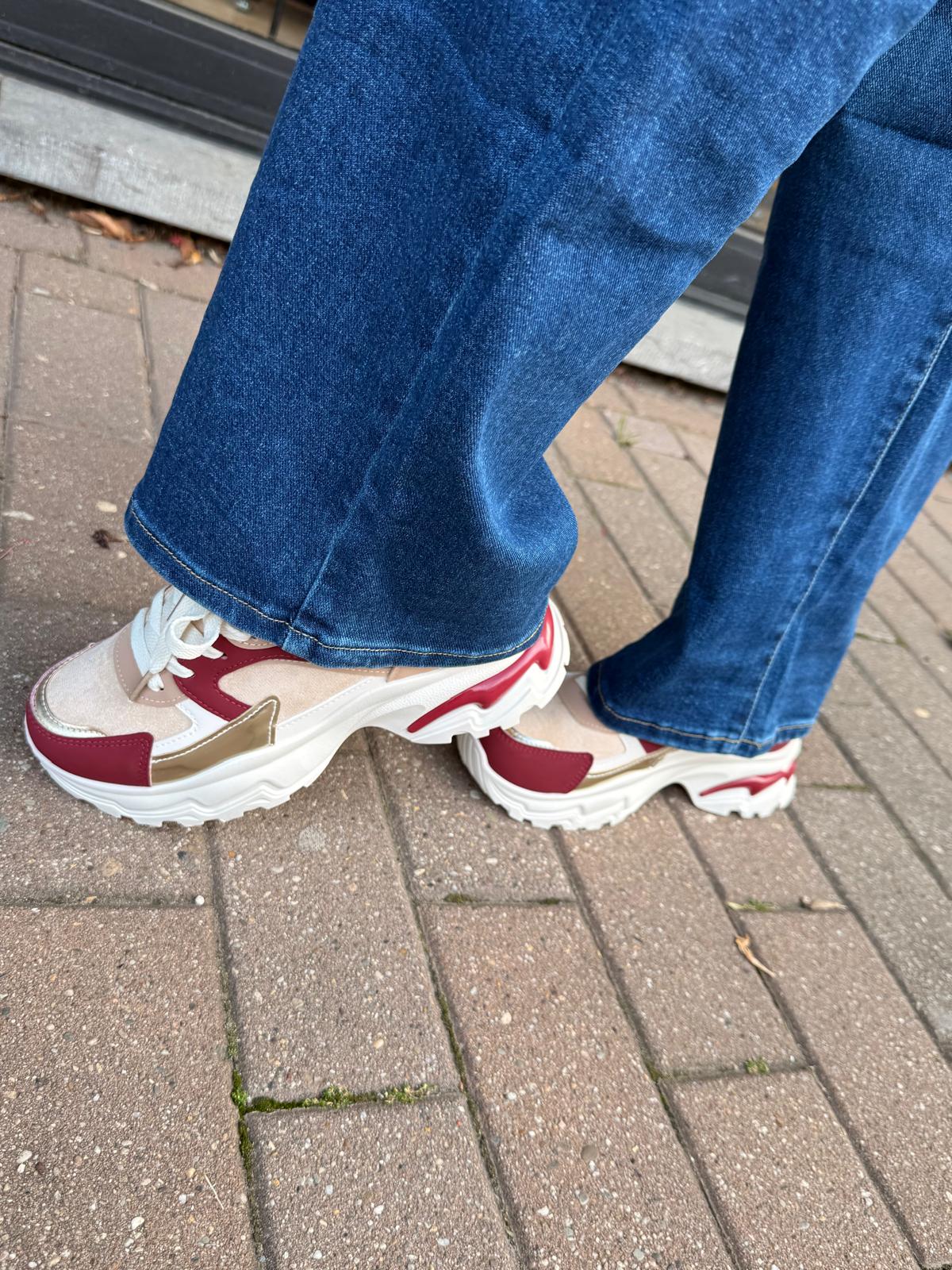 Sneakers bordeaux/beige