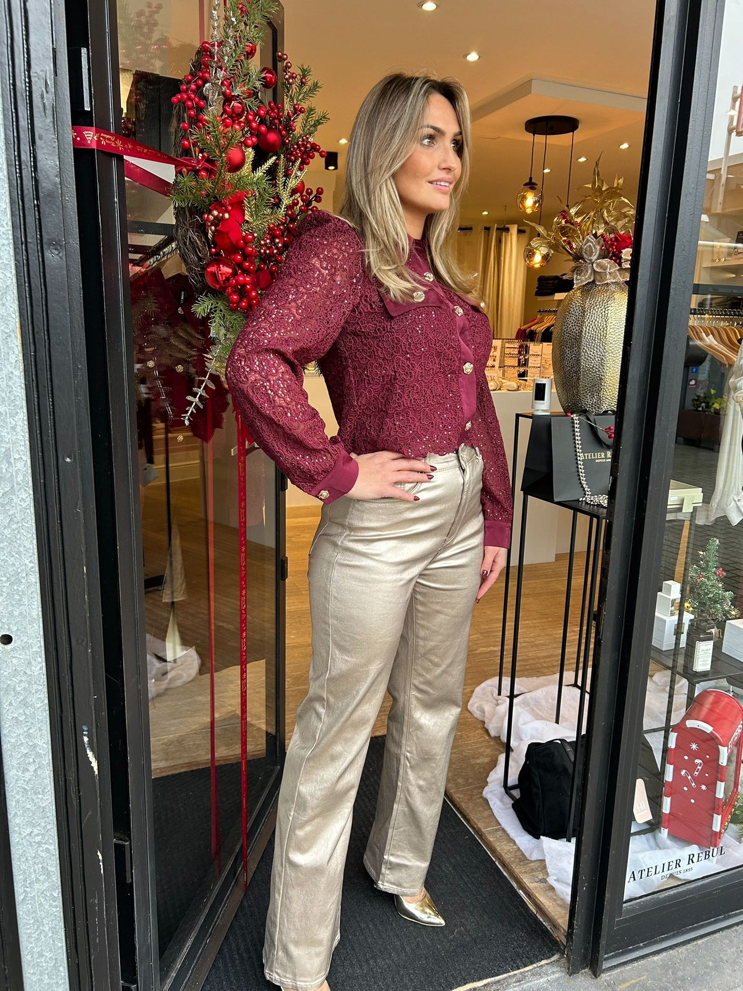 Gouden broek (leather look)