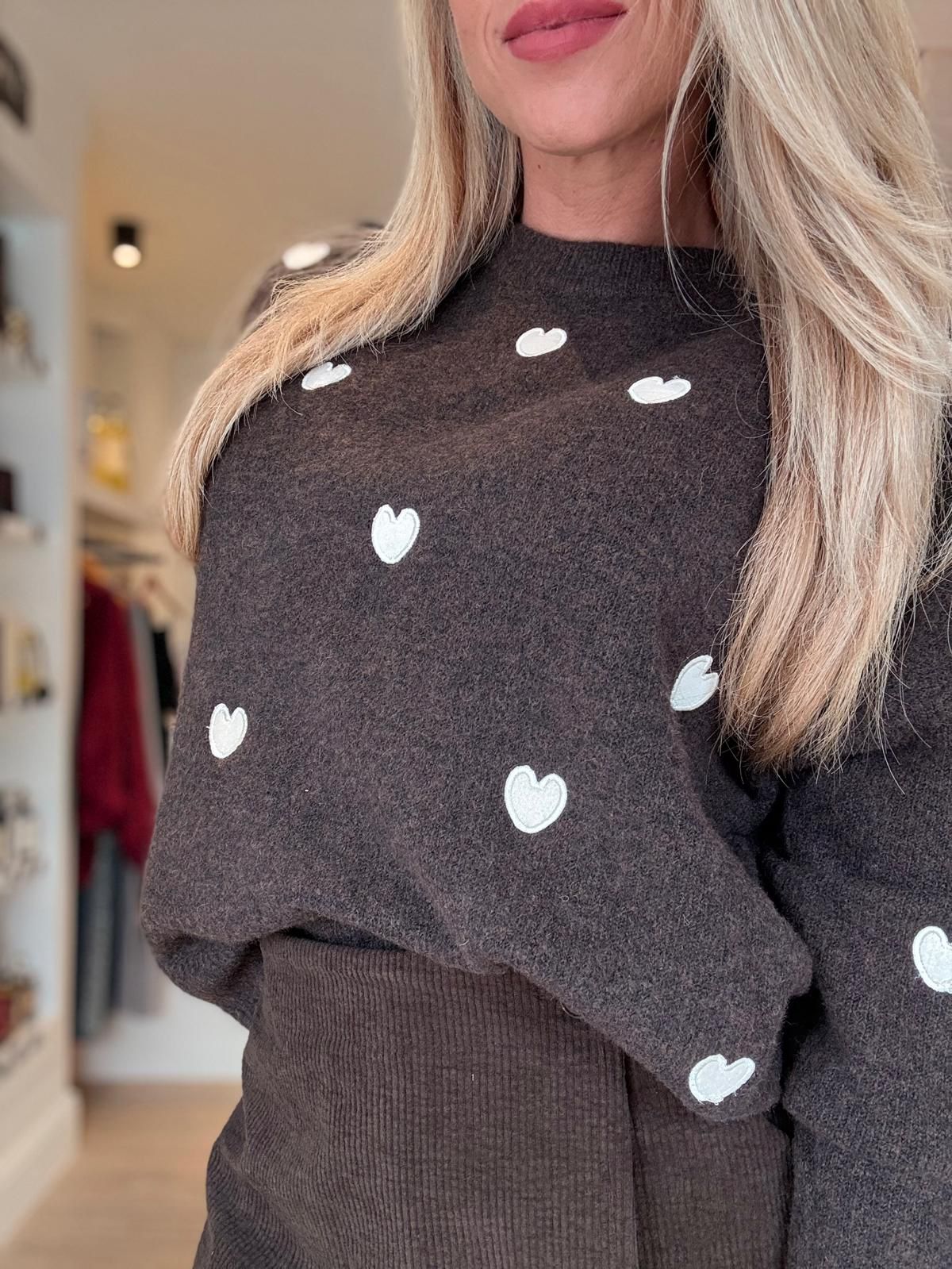 Brown Sweater Hearts