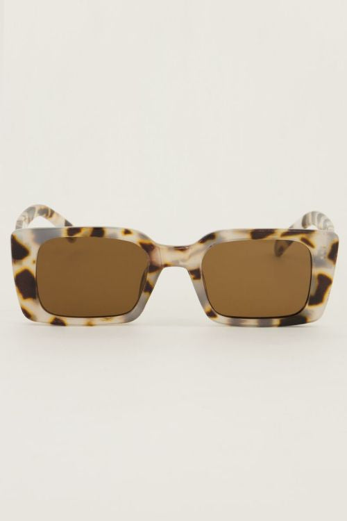 Beige vierkante cat eye zonnebril